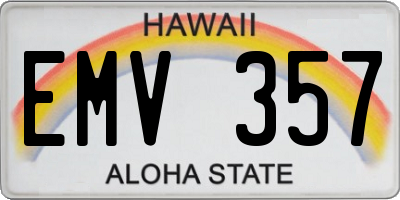 HI license plate EMV357