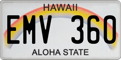 HI license plate EMV360
