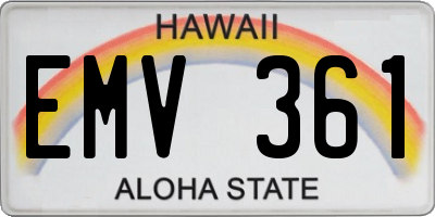 HI license plate EMV361