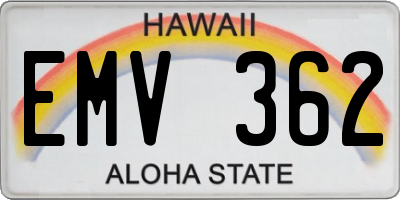 HI license plate EMV362