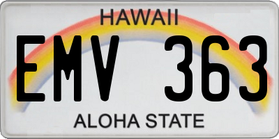 HI license plate EMV363