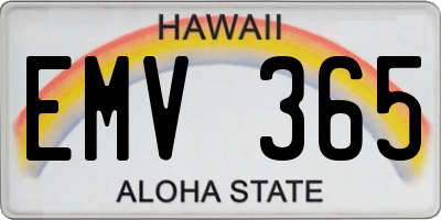 HI license plate EMV365