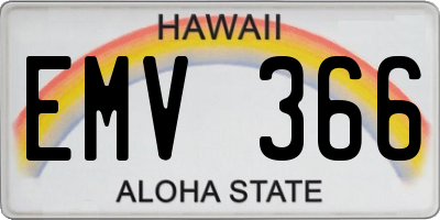 HI license plate EMV366