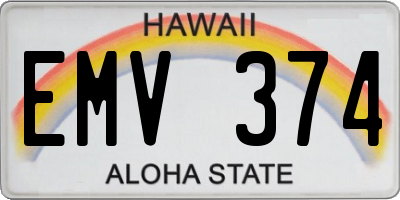 HI license plate EMV374
