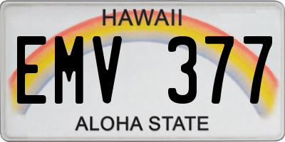 HI license plate EMV377