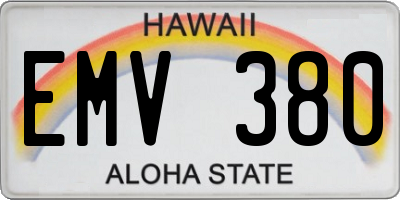 HI license plate EMV380