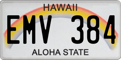 HI license plate EMV384