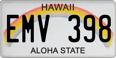 HI license plate EMV398
