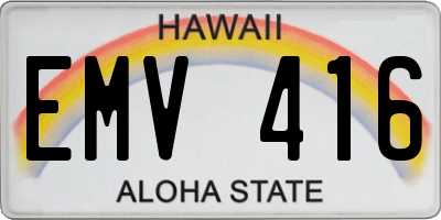 HI license plate EMV416