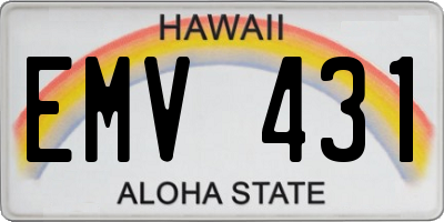 HI license plate EMV431