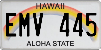 HI license plate EMV445