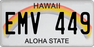 HI license plate EMV449