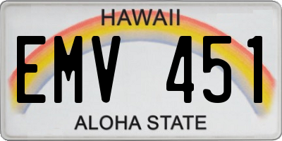 HI license plate EMV451