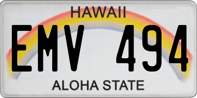 HI license plate EMV494