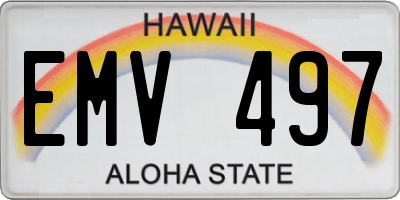 HI license plate EMV497