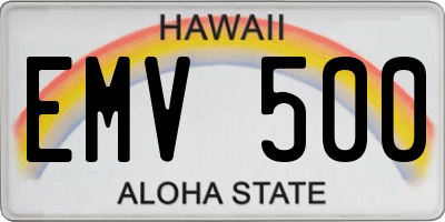 HI license plate EMV500