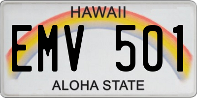 HI license plate EMV501