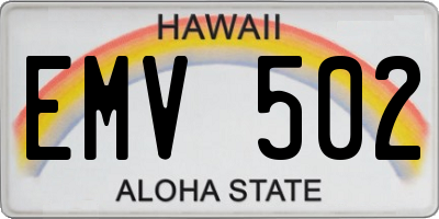 HI license plate EMV502