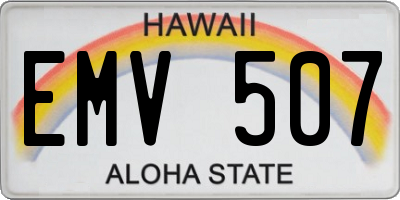 HI license plate EMV507