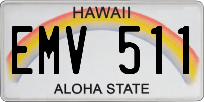 HI license plate EMV511