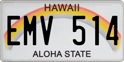 HI license plate EMV514