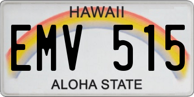 HI license plate EMV515