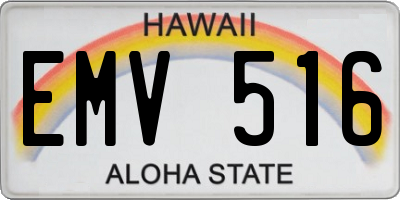 HI license plate EMV516