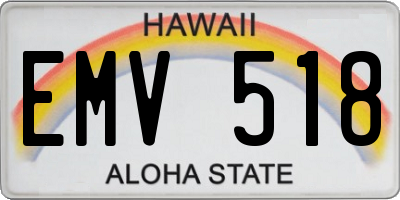 HI license plate EMV518