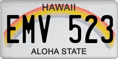 HI license plate EMV523