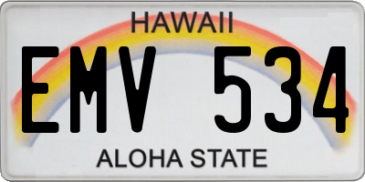 HI license plate EMV534