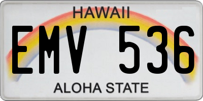 HI license plate EMV536