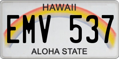 HI license plate EMV537