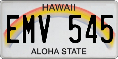 HI license plate EMV545