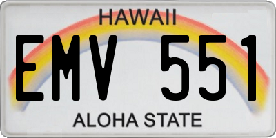 HI license plate EMV551