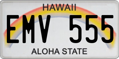 HI license plate EMV555