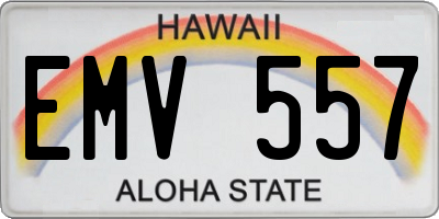 HI license plate EMV557