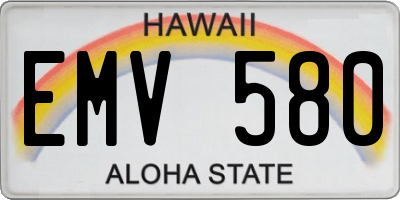 HI license plate EMV580