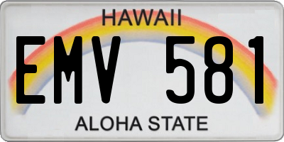 HI license plate EMV581