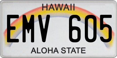 HI license plate EMV605