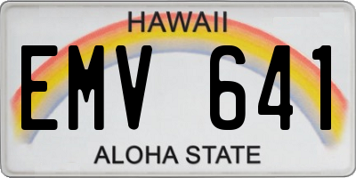 HI license plate EMV641