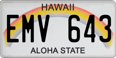 HI license plate EMV643