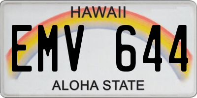 HI license plate EMV644