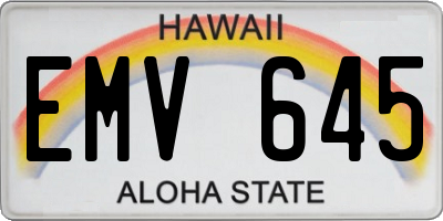 HI license plate EMV645