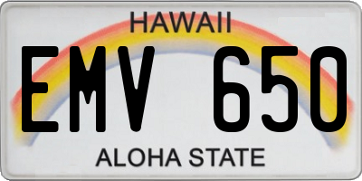 HI license plate EMV650