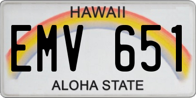 HI license plate EMV651