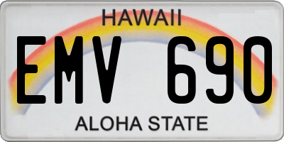 HI license plate EMV690