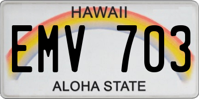 HI license plate EMV703