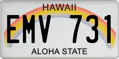 HI license plate EMV731