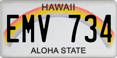HI license plate EMV734