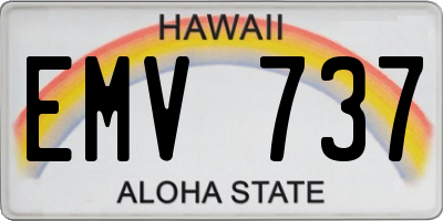 HI license plate EMV737